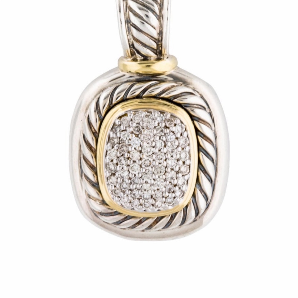 David Yurman Two-Tone Pave Diamond Pendant in Silver and Gold - Picture 1 of 15